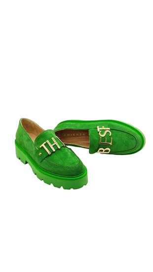 Verona Hakiki Deri Süet Kadın Ayakkabı - Yeşil