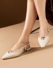 marla birinci sınıf ithal vegan deri dekolte detaylı babet bej 2