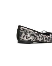 sienna taş işlemeli fiyonk detaylı leopar kadın babet - beyaz 4