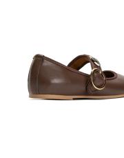 pearlita altın broş detaylı kadın babet - kahve 4