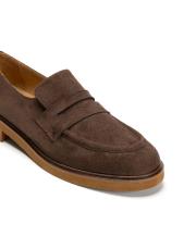 jess bant detaylı kalın tabanlı süet kadın loafer - kahve 3