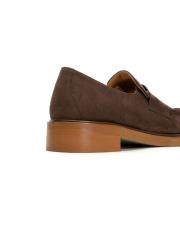 jess bant detaylı kalın tabanlı süet kadın loafer - kahve 4