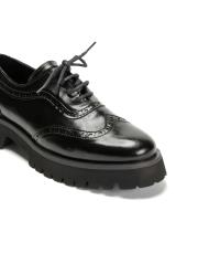 twinix bağcıklı çiftyüz zımba detaylı kalın tırtıklı tabanlı kadın loafer- siyah 3