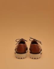 twinix bağcıklı çiftyüz zımba detaylı kalın tırtıklı tabanlı kadın loafer- taba