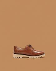 twinix bağcıklı çiftyüz zımba detaylı kalın tırtıklı tabanlı kadın loafer- taba 2