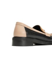 hera bantlı altın broş detaylı kalın tırtıklı kadın loafer- siyah 4