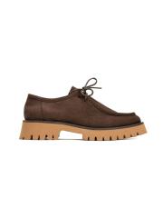 portofino bağcıklı kalın tırtıklı tabanlı süet kadın loafer- kahve