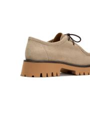 portofino bağcıklı kalın tırtıklı tabanlı süet kadın loafer- bej 4