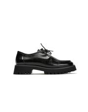 portofino bağcıklı kalın tırtıklı tabanlı vegan rustik deri kadın loafer- siyah