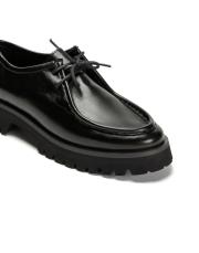 portofino bağcıklı kalın tırtıklı tabanlı vegan rustik deri kadın loafer- siyah 3