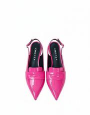 maria birinci sınıf ithal rugan deri dekolte babet fuşya