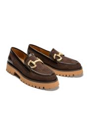 mandy zırh toka detaylı kalın tırtıklı tabanlı süet kadın loafer- kahve 2