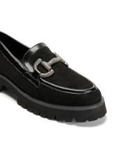 mandy zırh toka detaylı kalın tırtıklı tabanlı süet kadın loafer- siyah 3