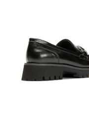 mandy zırh toka detaylı kalın tırtıklı tabanlı vegan rustik deri kadın loafer- siyah 4