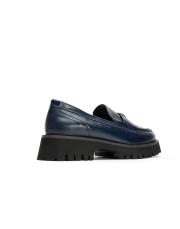 elysium altın aksesuar bant detaylı kalın tabanlı kadın loafer- lacivert 4