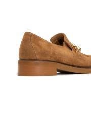 veronique altın aksesuarlı bant detaylı kalın tabanlı süet kadın loafer- taba 4