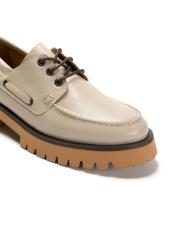 venture kuşgözü detaylı kalın tırtıklı tabanlı kadın loafer- bej 3