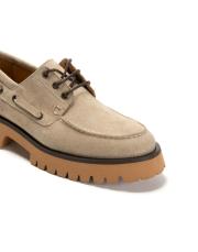 venture kuşgözü detaylı kalın tırtıklı tabanlı süet kadın loafer- bej 3