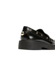 mina kuşgözü detaylı altın broşlu kadın loafer- siyah 4