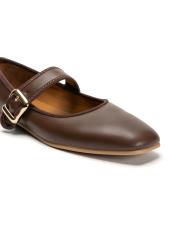 felina altın toka detaylı köşeli burun kadın babet kahve 3