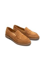 vega bant detaylı süet kadın loafer taba