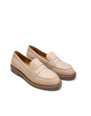 minos bant detaylı vegan deri kadın loafer bej
