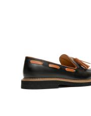 nova kuşgözü detaylı püsküllü vegan deri kadın loafer siyah 4