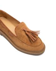 flora kuşgözü detaylı püsküllü süet kadın loafer taba 3