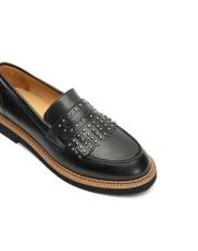 ıris bant detaylı troklu vegan deri kadın loafer siyah 3