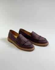 lustro bant detaylı süet kadın loafer kahve