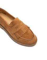 lustro bant detaylı süet kadın loafer taba 3