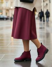 nox bağcıklı süet kadın bot bordo 4