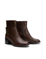 aster oval burun fermuarlı kadın bot kahve