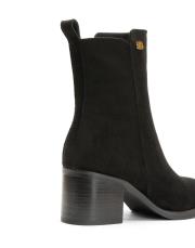 orla oval burun altın broş detaylı süet kadın bot siyah 2