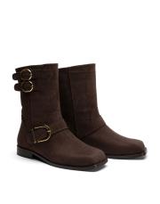 vanya küt burun toka aksesuar detaylı süet kadın bot kahve