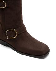 vanya küt burun toka aksesuar detaylı süet kadın bot kahve 3