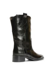 shadow oval burunlu işlemeli kadın bot siyah 4