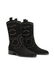 helios işlemeli trok detaylı süet kadın bot siyah 2