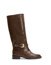 axis altın toka detaylı oval burun kadın çizme kahve