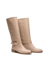 axis altın toka detaylı oval burun kadın çizme bej 2