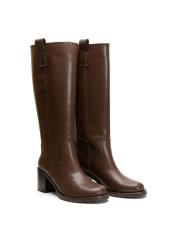 nordic oval burun kalın topuklu kadın çizme kahve 2