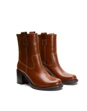 timber oval burunlu kalın topuklu kadın bot taba