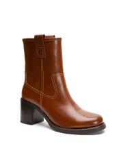 timber oval burunlu kalın topuklu kadın bot taba 4