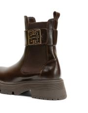 glow altın aksesuar detaylı yanları lastikli kadın bot acı kahve 4