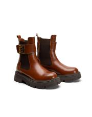 glow altın aksesuar detaylı yanları lastikli kadın bot taba