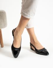 papavero birinci sınıf vegan deri oval burun babet siyah