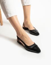 papavero birinci sınıf vegan deri oval burun babet siyah 2