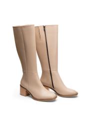 blaze oval burun fermuarlı kadın çizme bej