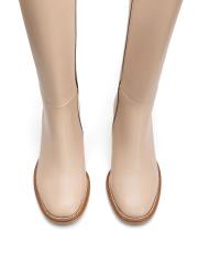 blaze oval burun fermuarlı kadın çizme bej 4