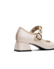 mila toka detaylı kalın topuklu ayakkabı bej 4